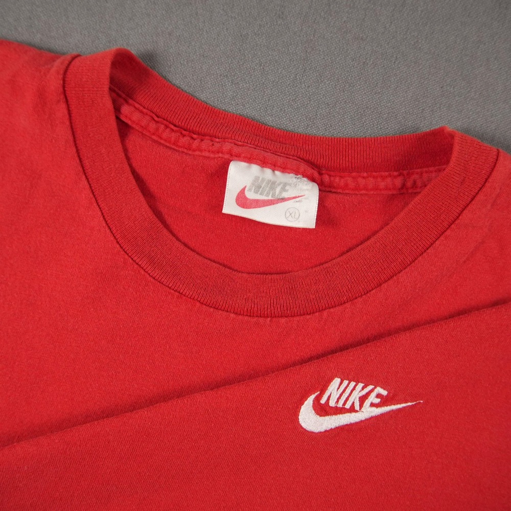 Vintage 90s Nike Blank T-Shirt Mens XL Red Short Sleeve Embroidered Swoosh